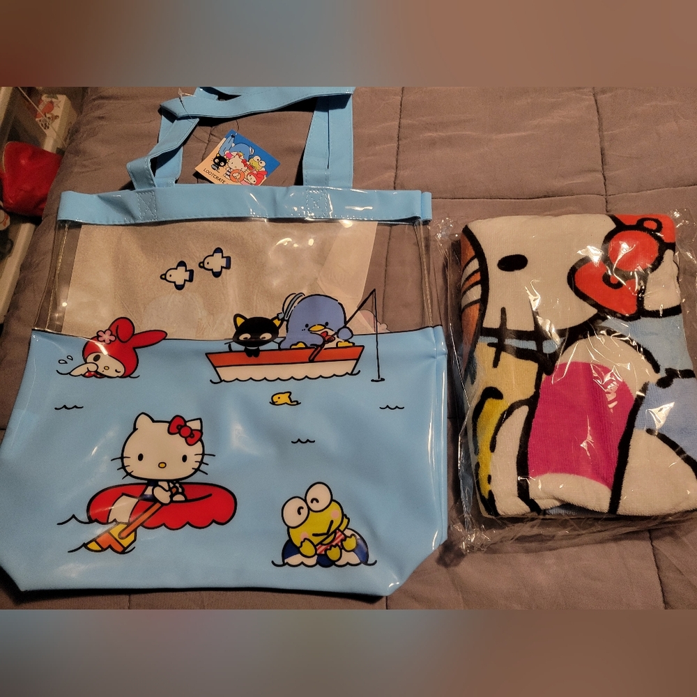 Sanrio Hello Kitty Tote Bag and Beach Towel NEW Loot Crate Exclusive
